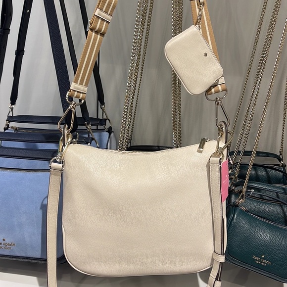 New Kate Spade Rosie Large Crossbody Pebbled Leather Parchment - Picture 2 of 16